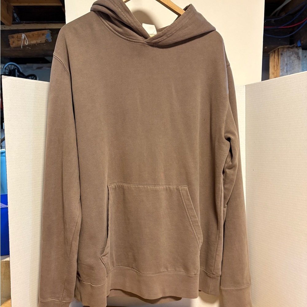 Men's Brown Pullover Hoodie Sweatshirt - Minimalist Everyday Style